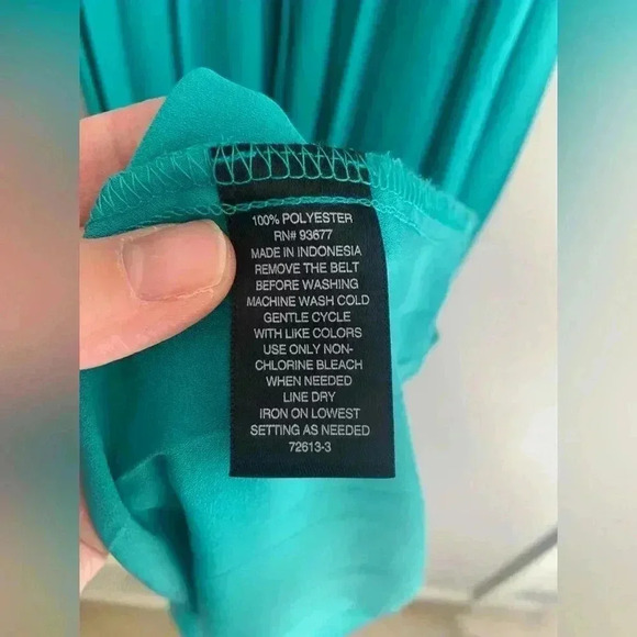 Woman’s Worthington Teal Pleated Sleeveless Chiffon Flowy Wedding Guest Dress - Picture 7 of 8